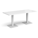 Brescia rectangular dining table with flat square white bases 1800mm x 800mm - white