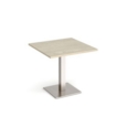 Brescia square dining table with flat square brushed steel base 800mm - made to order