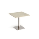 Brescia square dining table with flat square brushed steel base 800mm - made to order