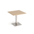 Brescia square dining table with flat square brushed steel base 800mm - kendal oak
