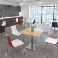 Brescia square dining table with flat square black base 800mm - beech