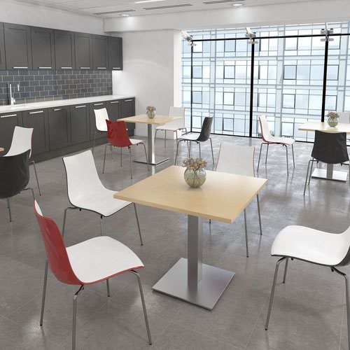 Brescia square dining table with flat square black base 800mm - barcelona walnut