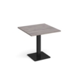 Brescia square dining table with flat square black base 800mm - grey oak