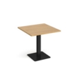 Brescia square dining table with flat square black base 800mm - oak