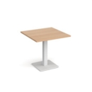 Brescia square dining table with flat square white base 800mm - beech