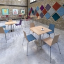 Brescia square dining table with flat square white base 800mm - grey oak