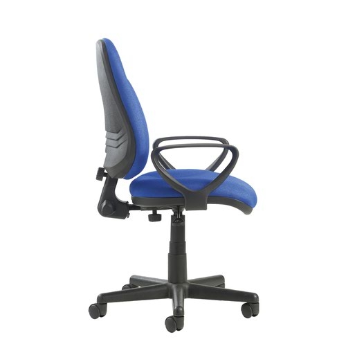 Bilbao fabric operators chair with lumbar support and fixed arms - blue