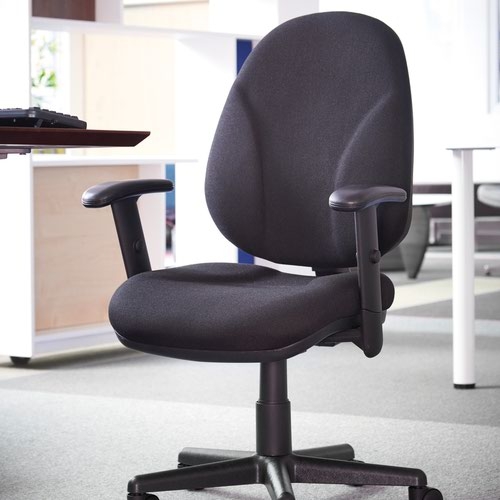 Bilbao fabric operators chair with lumbar support and fixed arms - blue