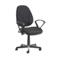 Bilbao fabric operators chair with lumbar support and fixed arms - black