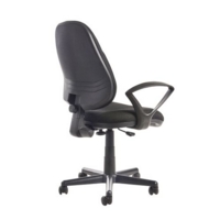 Bilbao fabric operators chair with lumbar support and fixed arms - black