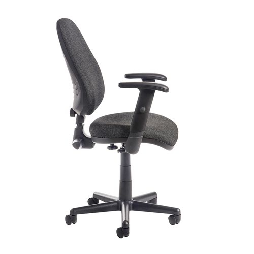 Bilbao fabric operators chair with adjustable arms - charcoal