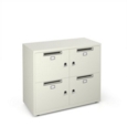 Bisley lodges with 4 doors and letterboxes - white
