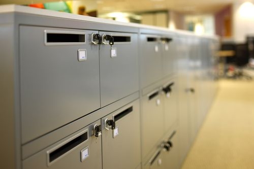 Bisley lodges with 6 doors and letterboxes - silver