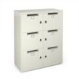 Bisley lodges with 6 doors and letterboxes - white