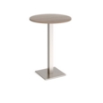 Brescia circular poseur table with flat square brushed steel base 800mm - barcelona walnut