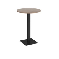 Brescia circular poseur table with flat square black base 800mm - barcelona walnut