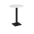 Brescia circular poseur table with flat square black base 800mm - white