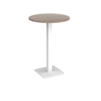 Brescia circular poseur table with flat square white base 800mm - barcelona walnut
