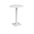 Brescia circular poseur table with flat square white base 800mm - white