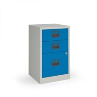 Bisley A4 home filer with 3 drawers - grey with blue drawers