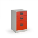 Bisley A4 home filer with 3 drawers - grey with red drawers