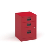 Bisley A4 home filer with 3 drawers - red