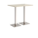 Brescia rectangular poseur table with flat square brushed steel bases 1200mm x 800mm - made to order