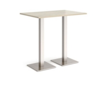 Brescia rectangular poseur table with flat square brushed steel bases 1200mm x 800mm - made to order
