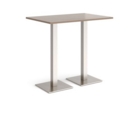 Brescia rectangular poseur table with flat square brushed steel bases 1200mm x 800mm - barcelona walnut