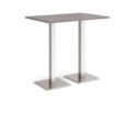 Brescia rectangular poseur table with flat square brushed steel bases 1200mm x 800mm - grey oak