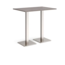 Brescia rectangular poseur table with flat square brushed steel bases 1200mm x 800mm - grey oak