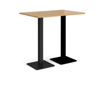Brescia rectangular poseur table with flat square black bases 1200mm x 800mm - oak