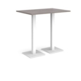 Brescia rectangular poseur table with flat square white bases 1200mm x 800mm - grey oak