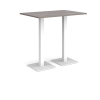 Brescia rectangular poseur table with flat square white bases 1200mm x 800mm - grey oak