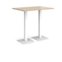 Brescia rectangular poseur table with flat square white bases 1200mm x 800mm - kendal oak