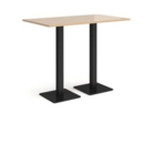 Brescia rectangular poseur table with flat square black bases 1400mm x 800mm - kendal oak