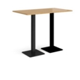 Brescia rectangular poseur table with flat square black bases 1400mm x 800mm - oak