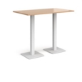 Brescia rectangular poseur table with flat square white bases 1400mm x 800mm - beech