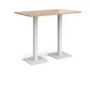 Brescia rectangular poseur table with flat square white bases 1400mm x 800mm - beech