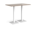 Brescia rectangular poseur table with flat square white bases 1400mm x 800mm - barcelona walnut