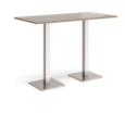 Brescia rectangular poseur table with flat square brushed steel bases 1600mm x 800mm - barcelona walnut