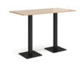Brescia rectangular poseur table with flat square black bases 1600mm x 800mm - kendal oak