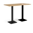 Brescia rectangular poseur table with flat square black bases 1600mm x 800mm - oak