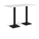 Brescia rectangular poseur table with flat square black bases 1600mm x 800mm - white