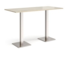 Brescia rectangular poseur table with flat square brushed steel bases 1800mm x 800mm - made to order