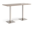 Brescia rectangular poseur table with flat square brushed steel bases 1800mm x 800mm - barcelona walnut