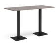 Brescia rectangular poseur table with flat square black bases 1800mm x 800mm - grey oak