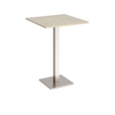 Brescia square poseur table with flat square brushed steel base 800mm - made to order