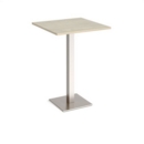 Brescia square poseur table with flat square brushed steel base 800mm - made to order