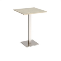 Brescia square poseur table with flat square brushed steel base 800mm - made to order